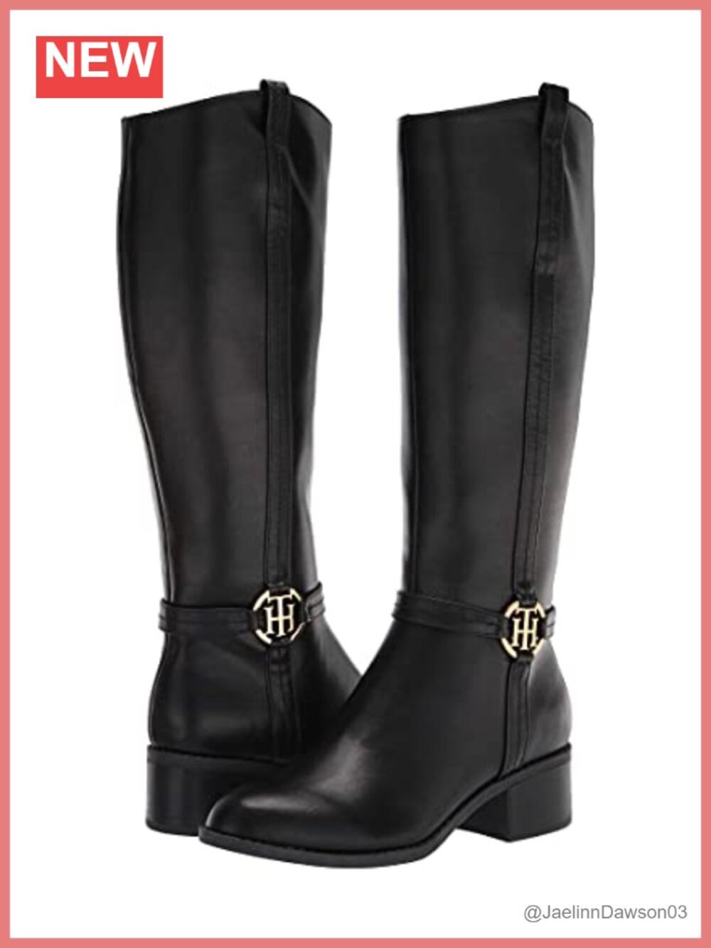 Knee High Leather Equestrian Riding Boots Pull-On Stacked Heel